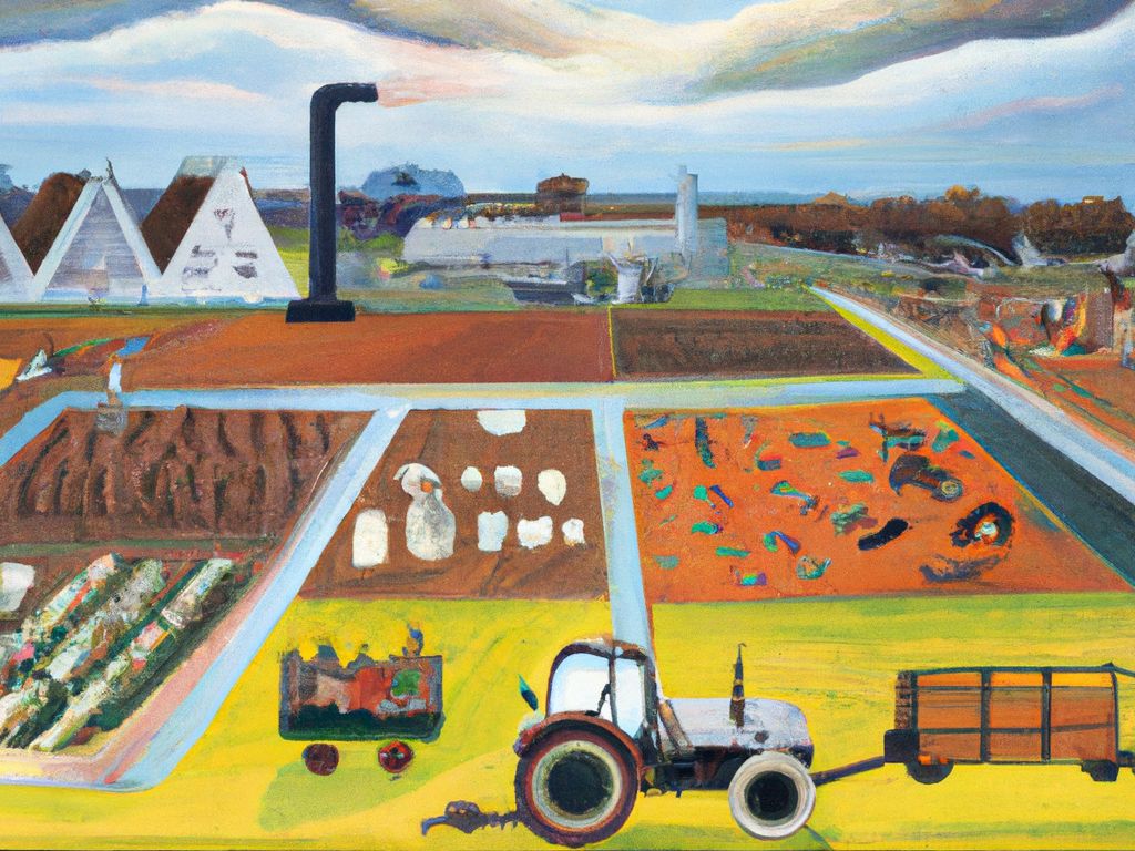 Futuristisch beeld van landbouw gemaakt door DALL-E